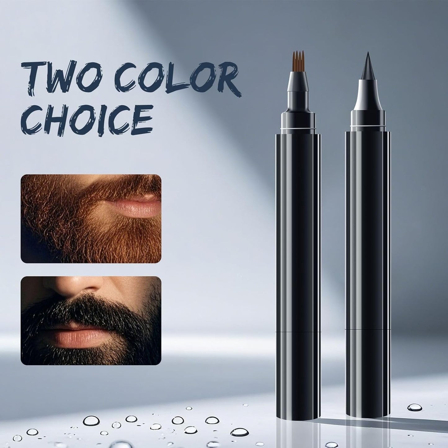 Beard Pencil Filler for Men Black - Beard Pen with Beard Brush & Comb, Barber Pencil Dual-Head Beard Filler with 4-Fork-Tip Waterproof Grooming Kit for Men, Gifts for Men (Black)