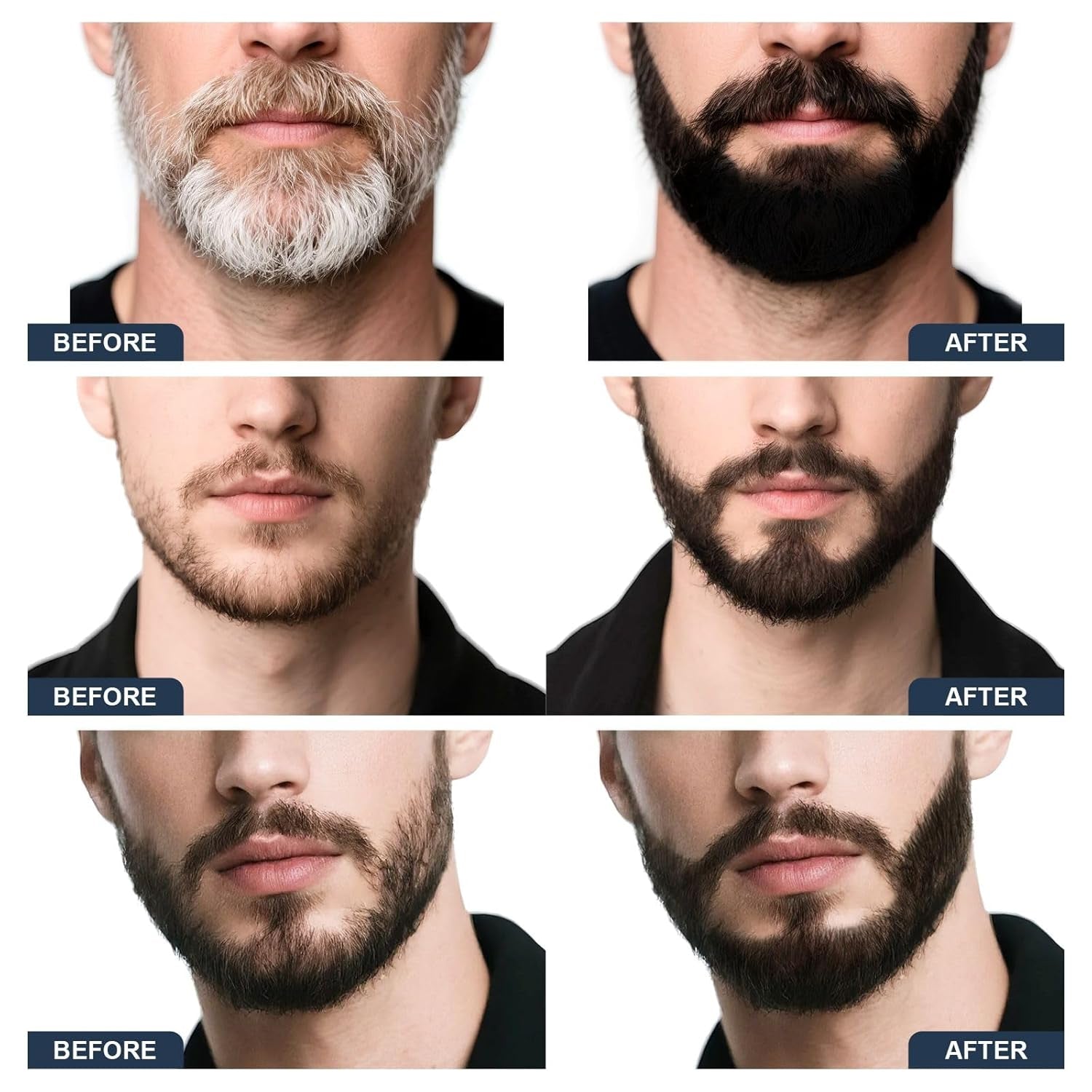 Beard Pencil Filler for Men Black - Beard Pen with Beard Brush & Comb, Barber Pencil Dual-Head Beard Filler with 4-Fork-Tip Waterproof Grooming Kit for Men, Gifts for Men (Black)